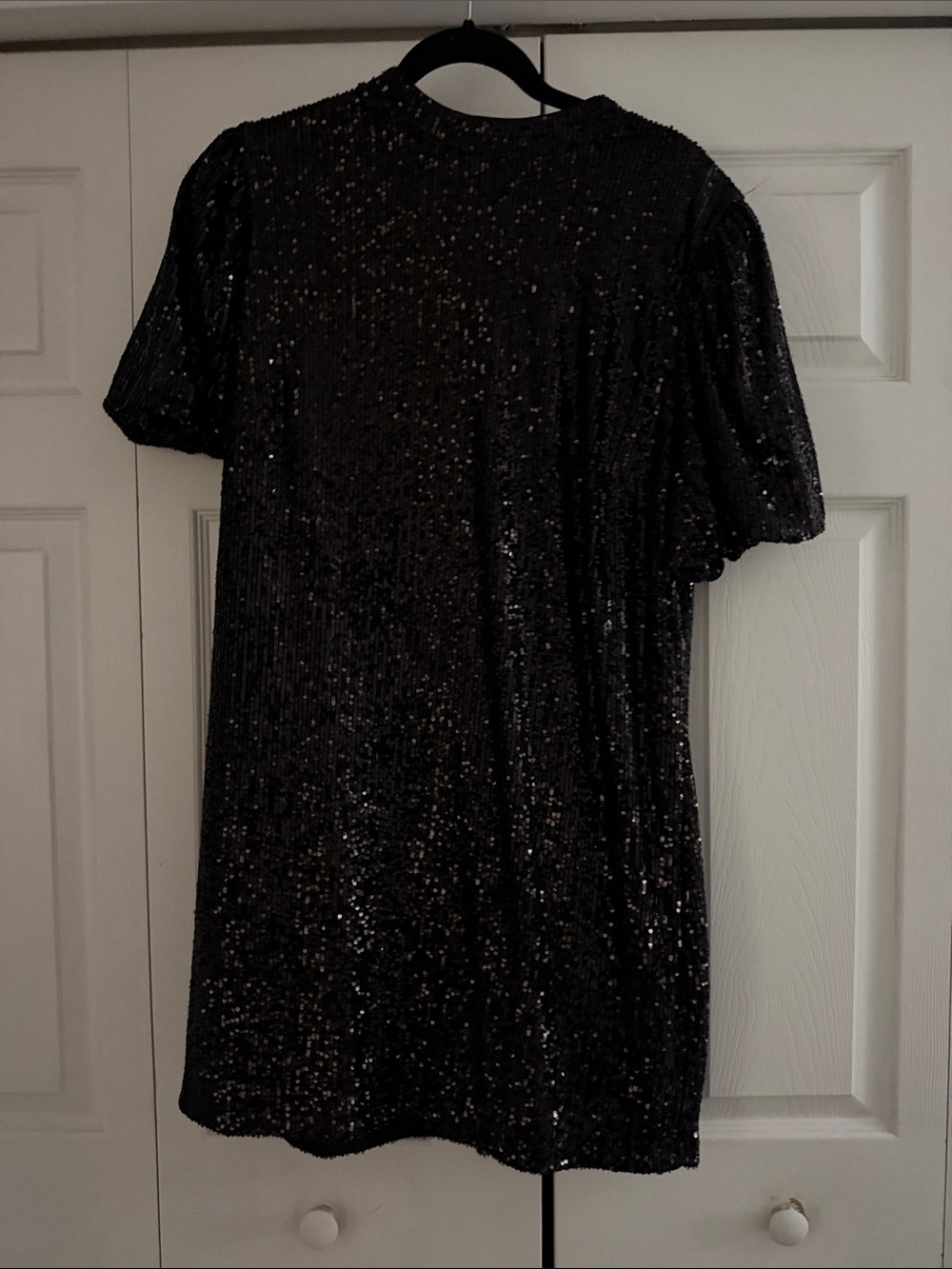 Express Black Sequin Short Sleeve Dress